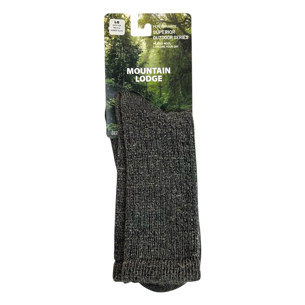 Mountain Lodge Merino Wool Socks Performance Outdoor Men 9-12 Women 10.5-12